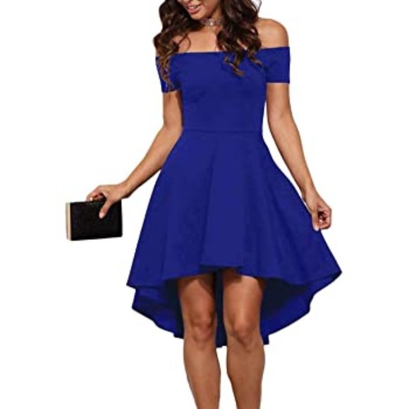 Blue, High-Low Dress - Picture 1 of 7